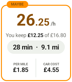 Amber card: £26.25 an hour